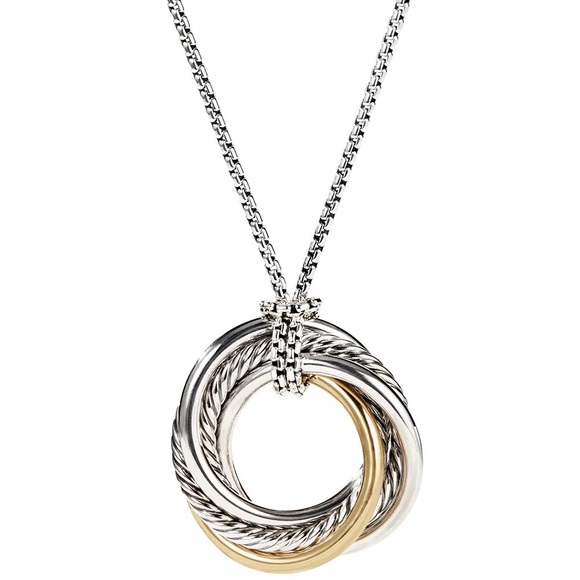 David Yurman Silver and Gold Cable Necklace - Picture 2 of 8